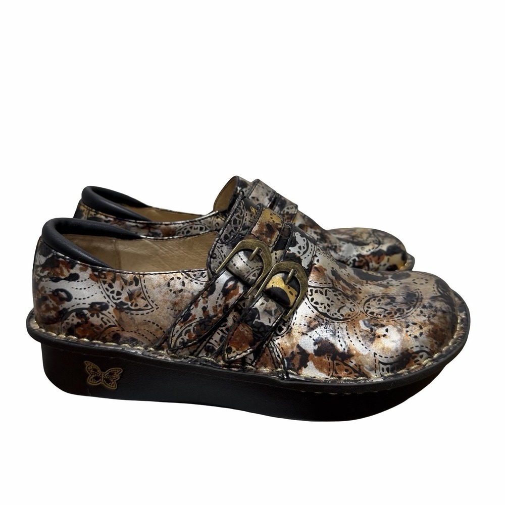 Alegria Alli Rome Gold Bronze Paisley Comfort Slip On Clog Womens EU 37 US 7-7.5